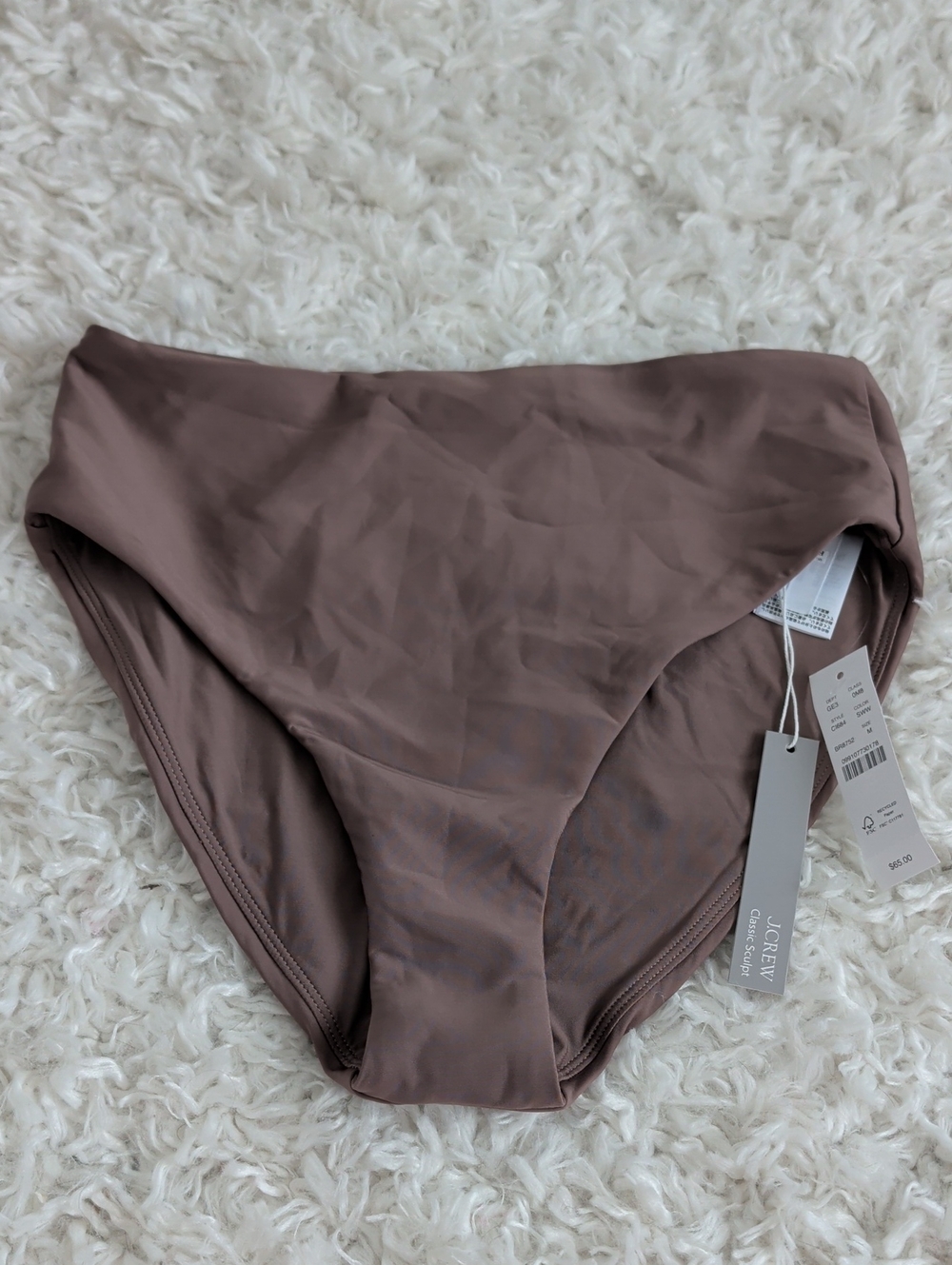 NWT J.Crew High Waisted Bikini Bottoms in Mauve Taupe